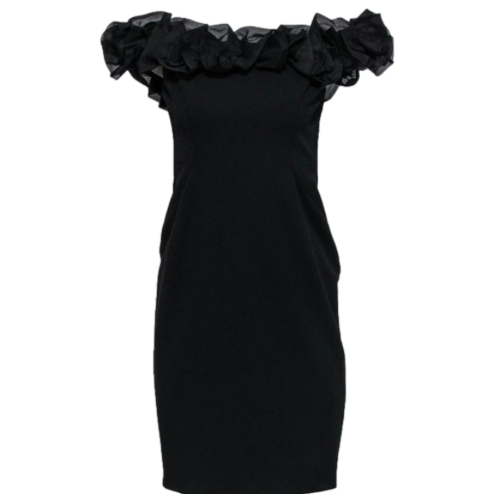 NWOT Aidan Mattox Off the Shoulder Organza Ruffle Sheath Dress (Reg $265)